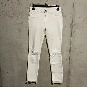 DL1961 Margaux Instasculpt Skinny Ankle Distressed Knee Tear Jeans White Size 26